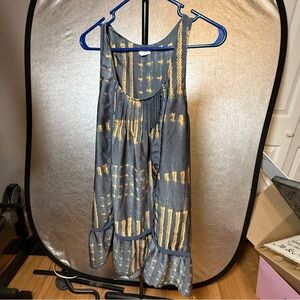 Anthropologie TINY Boho Printed Sleeveless Dress Gray Mustard Size XS